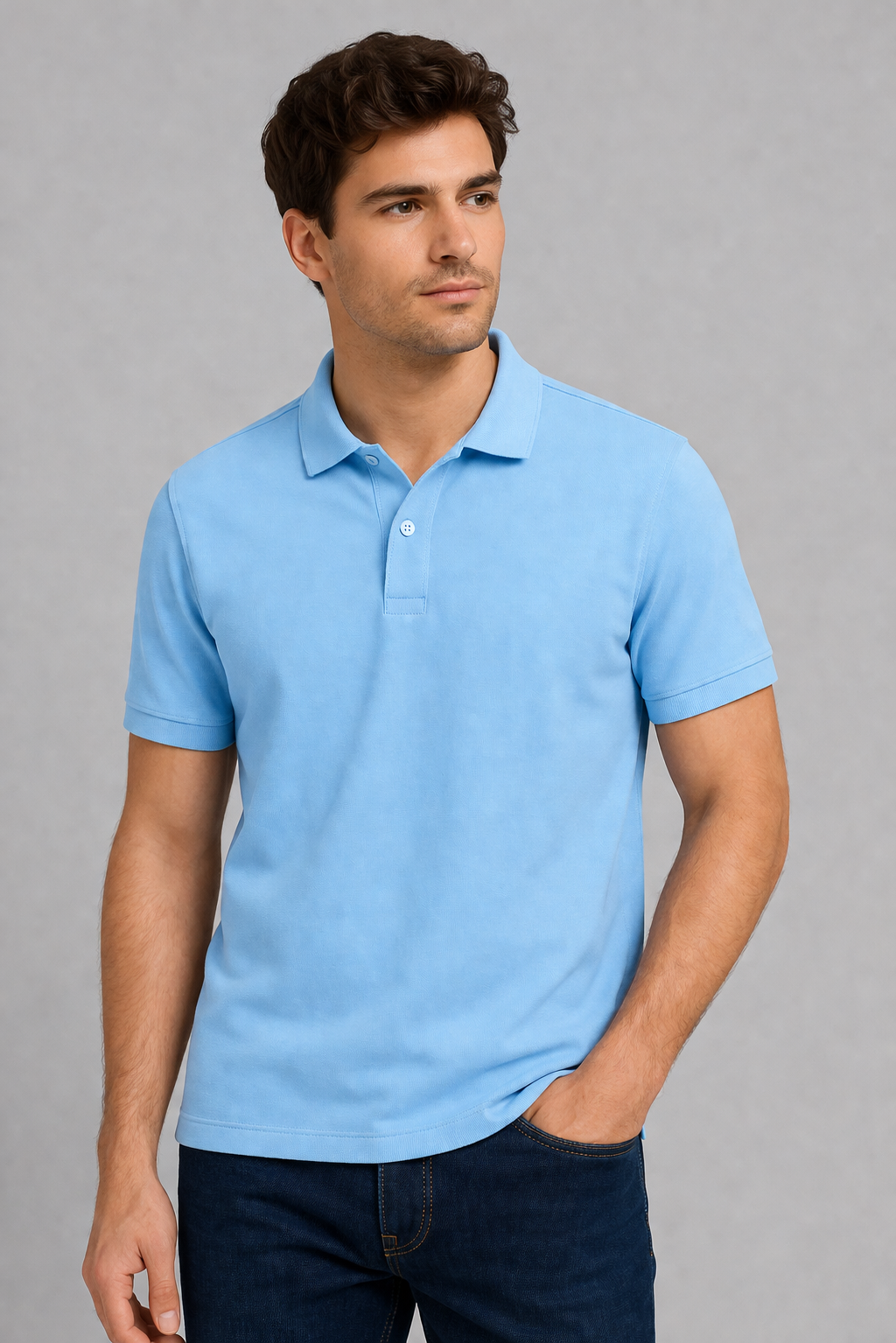 Sky Blue Regular Fit Polo