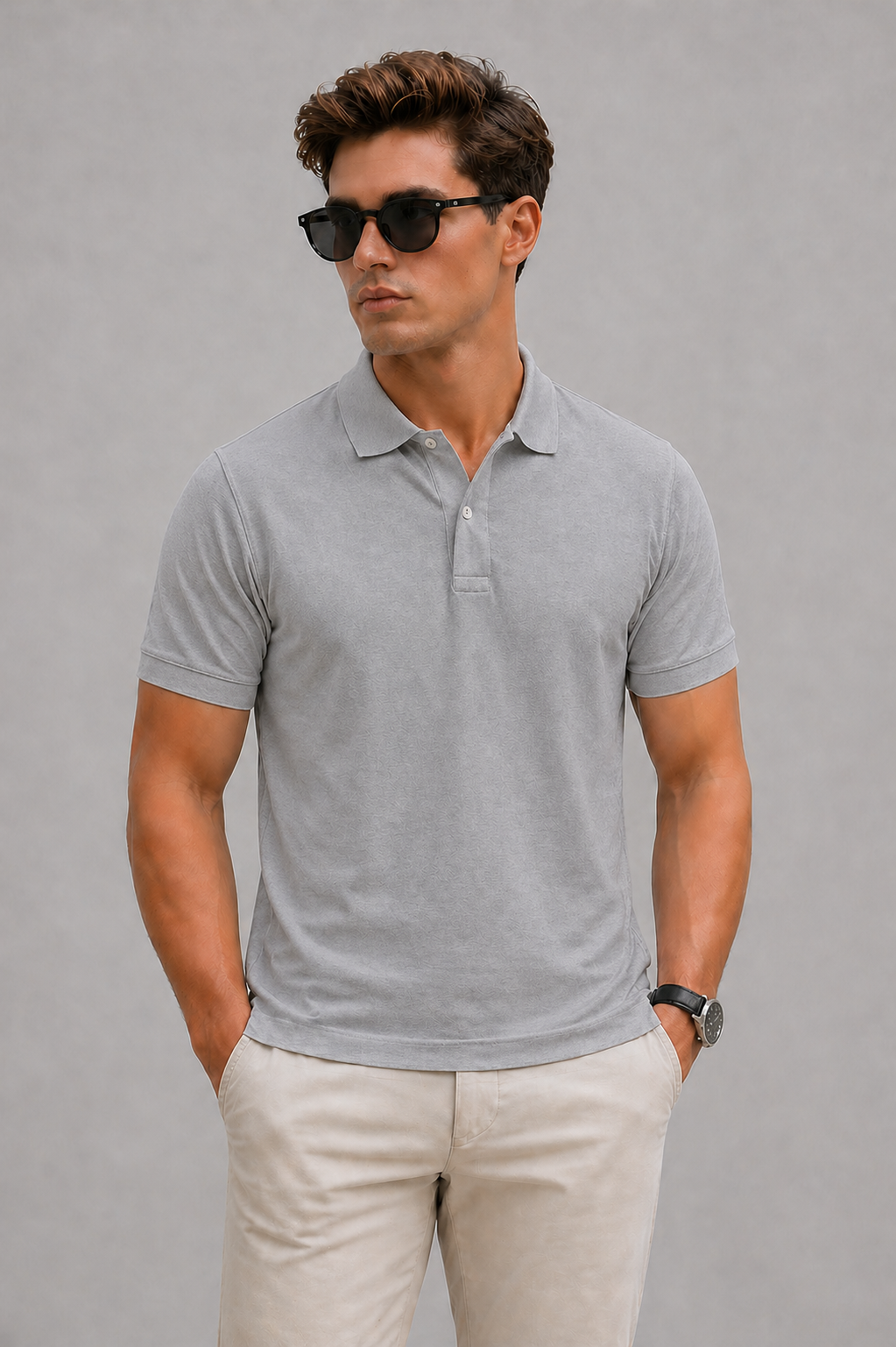 Gray Regular Fit Polo