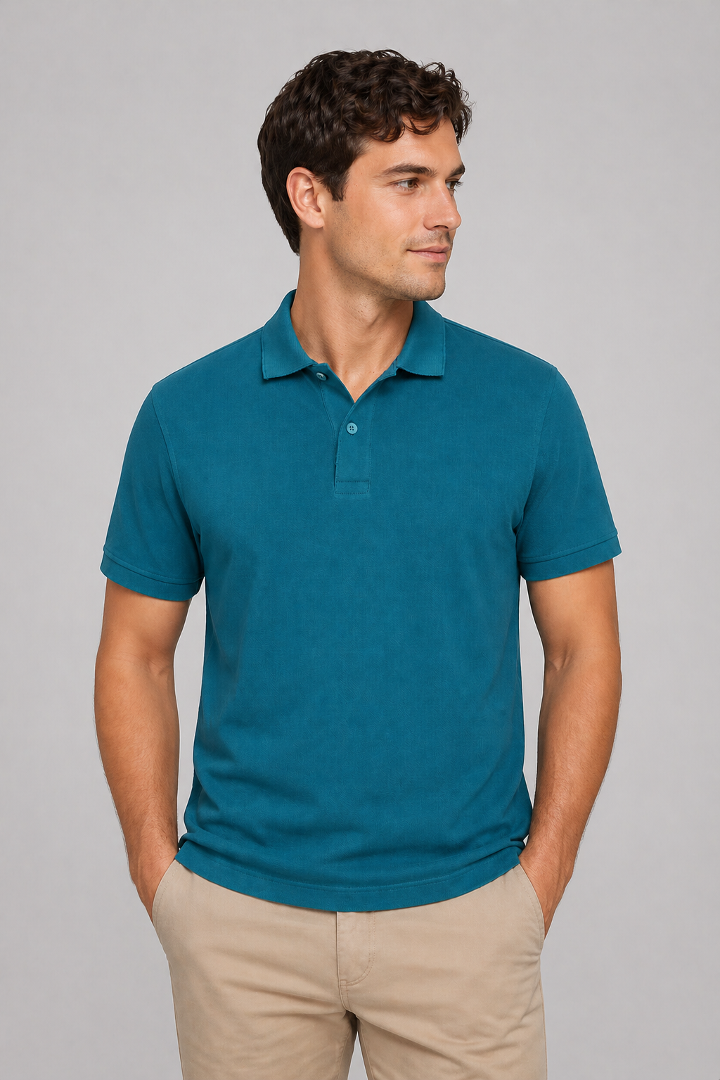 Teal Blue Regular Fit Polo