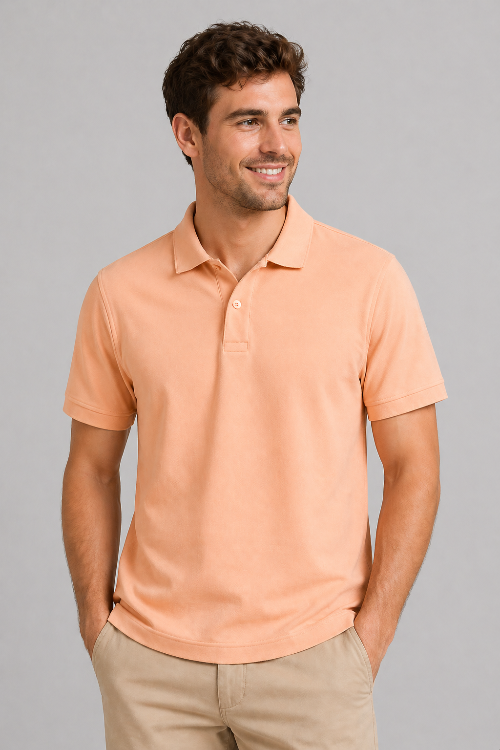 Peach Regular Fit Polo
