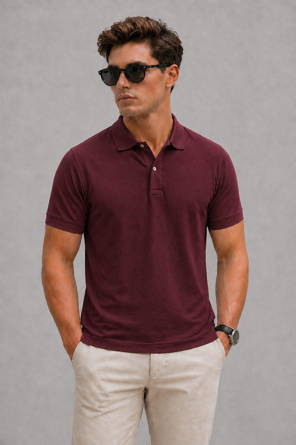 Maroon Regular Fit Polo