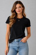 Plain black regular T-shirt