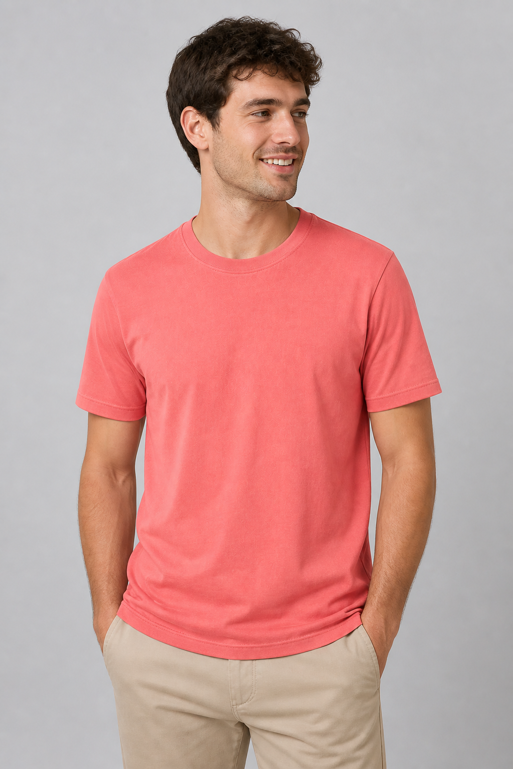 Salmon Pink Regular Fit T-shirt