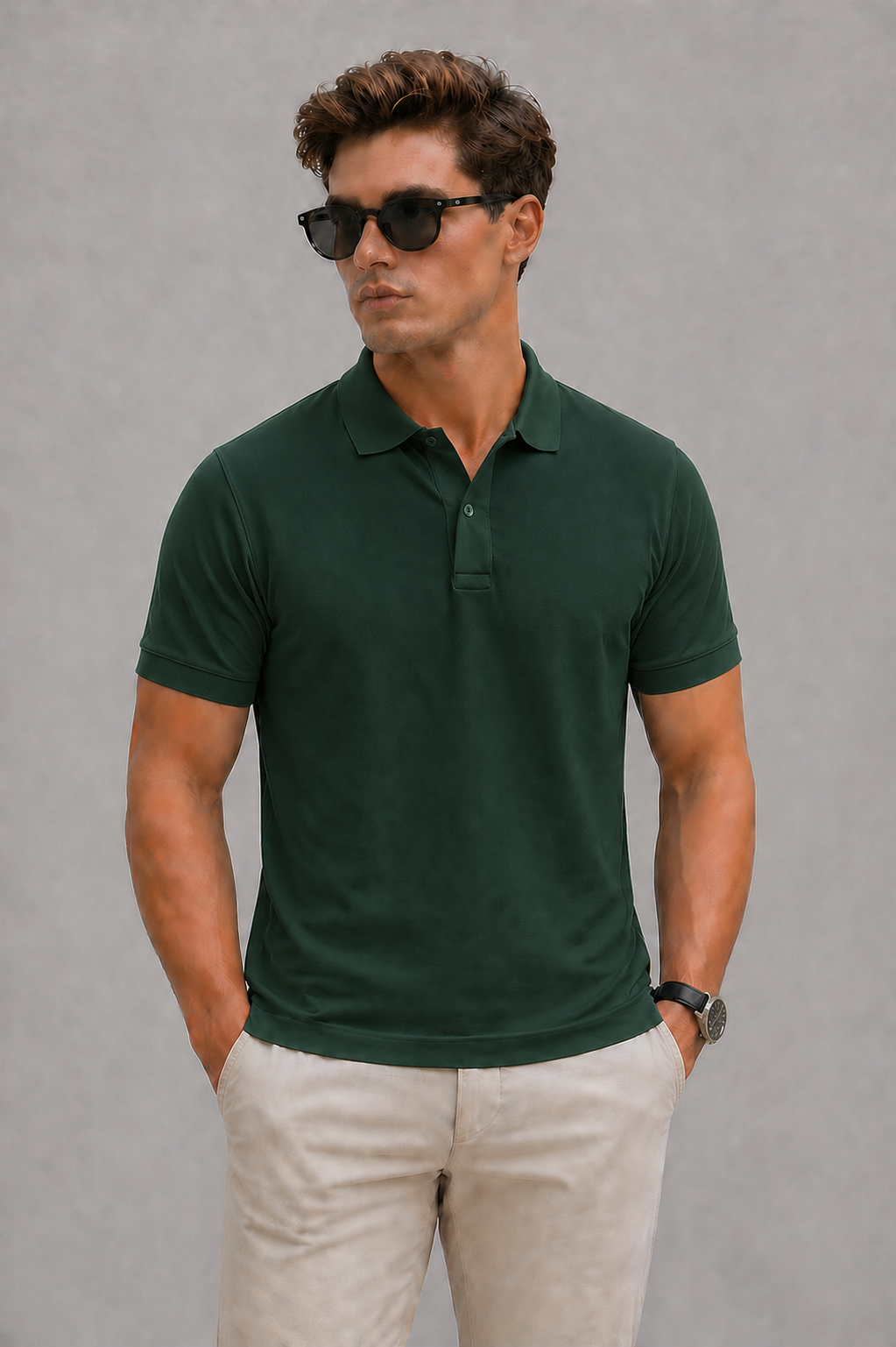 Bottle Green Regular Fit Polo