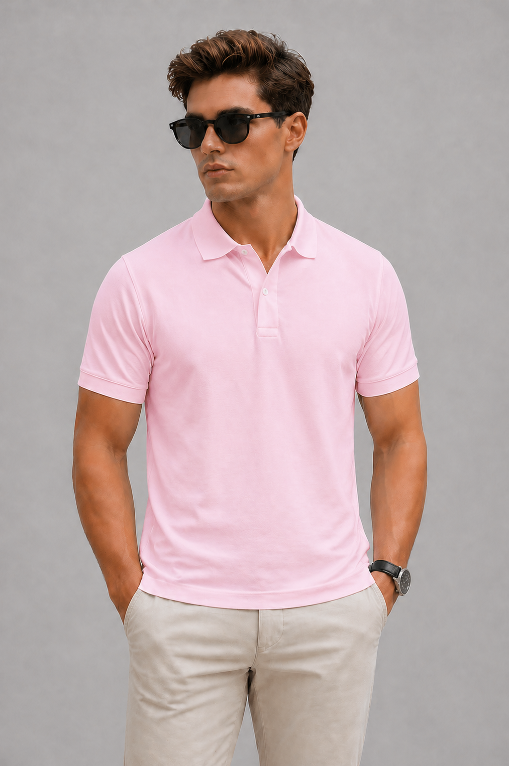 Baby Pink Regular Fit Polo