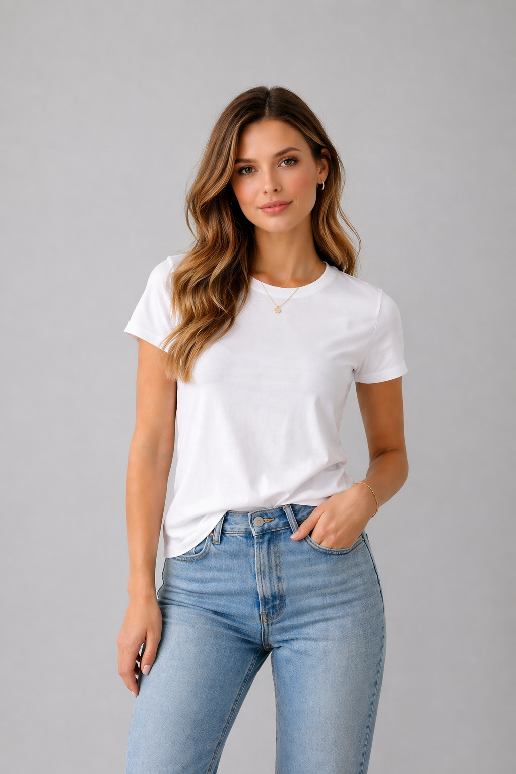 Plain white regular T-shirt