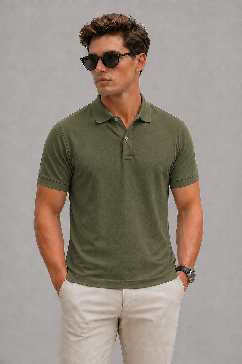 Olive Green Regular Fit Polo